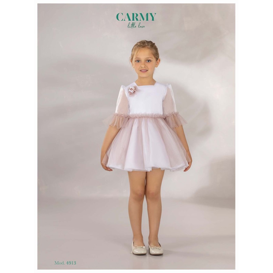 VESTIDO CEREMONIA EN SEDA CRISTAL,REFERENCIA 4913, ALTA COSTURA, GUGGOS,SERVICIO 30 DIAS