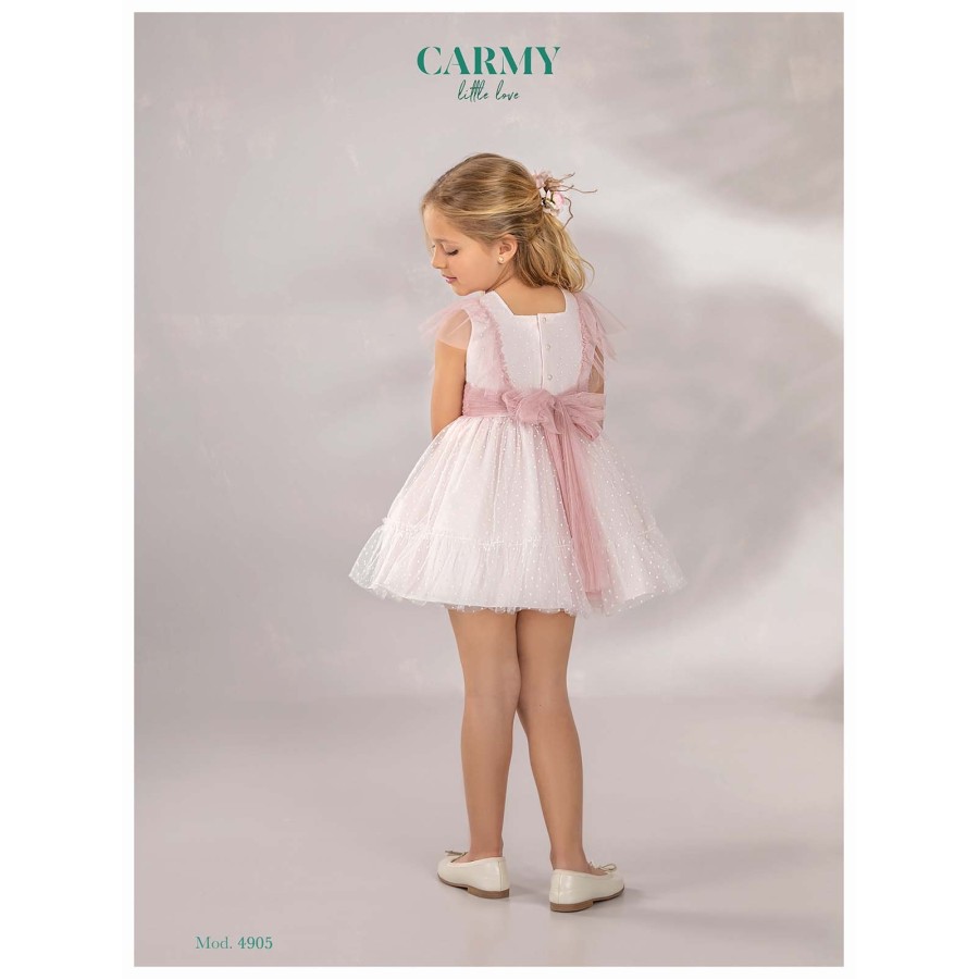 VESTIDO CEREMONIA EN TUL TOPOS FLOCADO,REFERENCIA 4905,ALTA COSTURA,GUGGOS,SERVICIO 30 CDIAS