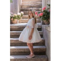 VESTIDO CEREMONIA EN BATISTA BORDADA-REFERENCIA 274-ALTA COSTURA GUGGOS-SEVICIO 30 DIAS