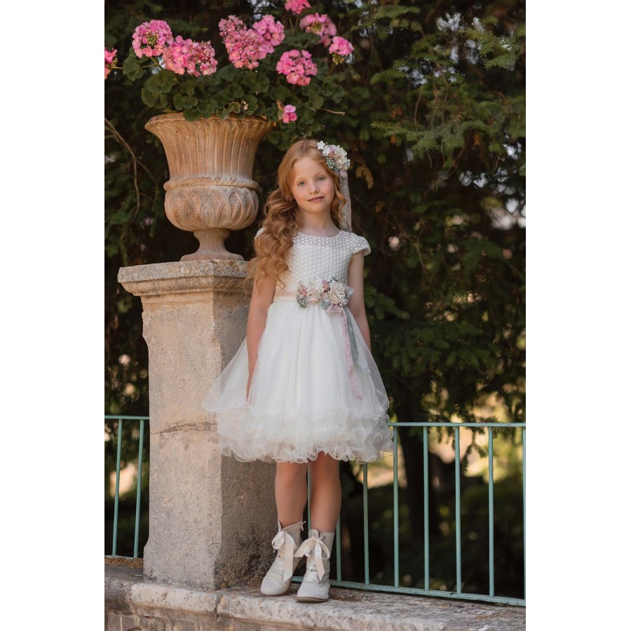 VESTIDO CEREMONIA EN BATISTA INGLESA-REFERENCIA 226-ALTA COSTURA GUGGOS-SERVICIO 30 DIAS