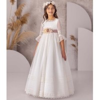 VESTIDO COMUNION EN TUL BORDO-REFERENCIA 3618-ALTA COSTURA- GUGGOS