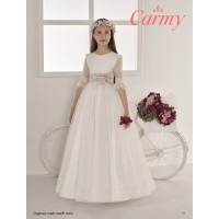 VESTIDO COMUNION EN TUL FINO,TALLE A LA CINTURA,REFERENCIA 111,ALTA COSTURA,GUGGOS