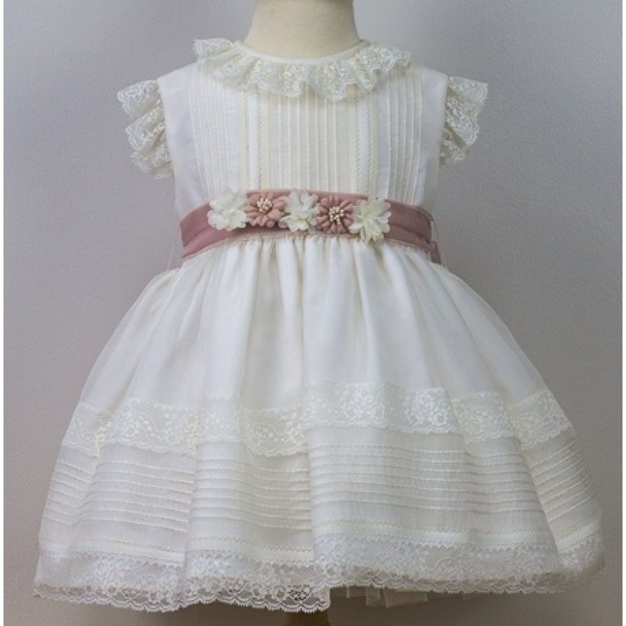 VESTIDO CEREMONIA Y BAUTIZO EN CRISTAL Y ENCAJE-REFERENCIA 400-ALTA COSTURA GUGGOS