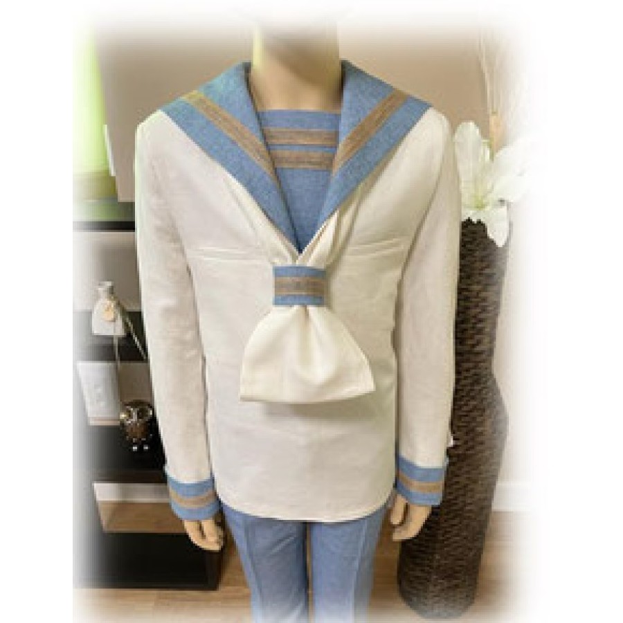 TRAJE COMUNION MARINERO EN LINO Y ALGODON-REFERENCIA VX143-ALTA COSTURA GUGGOS