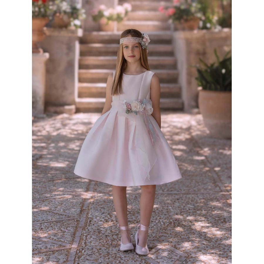 VESTIDO CEREMONIA EN RASO-REFERENCIA 214-ALTA COSTURA GUGGOS