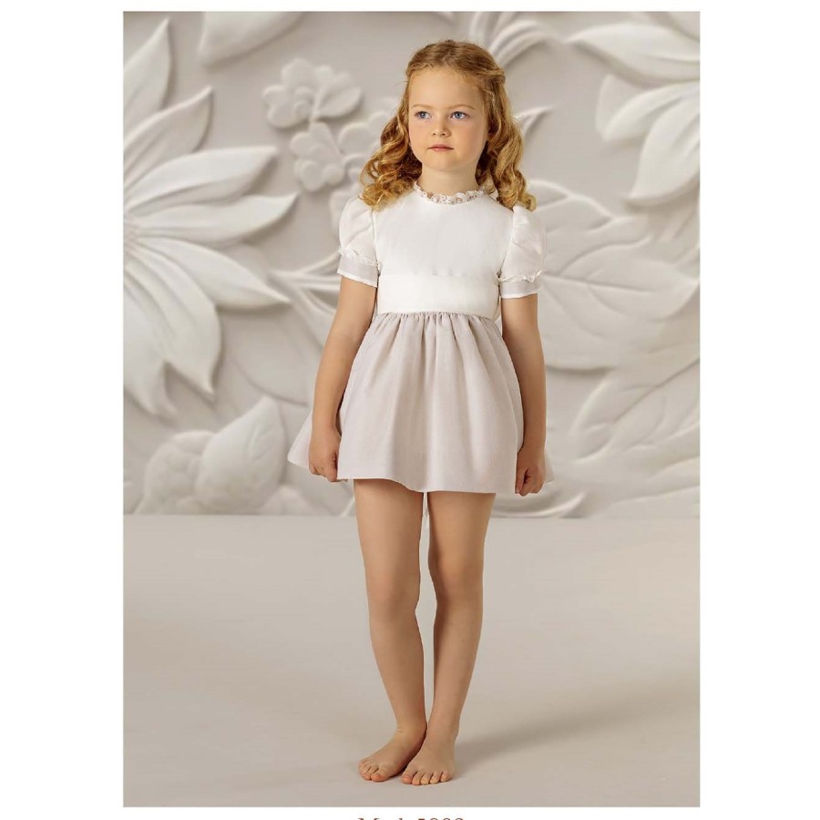 VESTIDO CEREMONIA EN LINO Y BATISTA-REFERENCIA 5902-ALTA COSTURA-GUGGOS