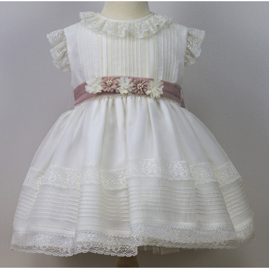 VESTIDO CEREMONIA Y BAUTIZO EN CRISTAL Y ENCAJE-REFERENCIA 400-ALTA COSTURA GUGGOS
